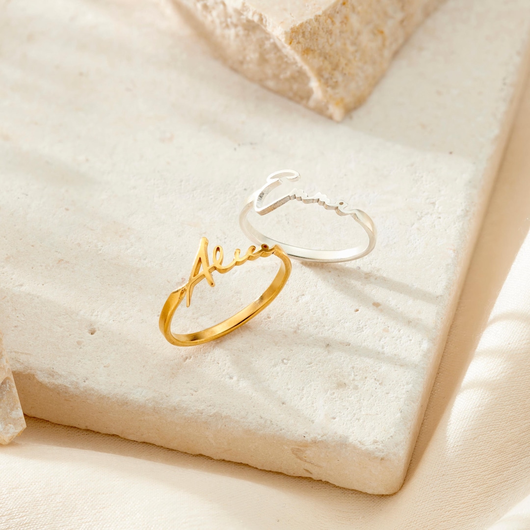 Wrder Rings Script Name Ring | Handmade Word Ring | Gift for Women - Etsy