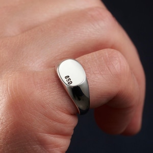 Men's Personalised Signet Ring | birthday gift | handmade | gift for men | Modern Signet Ring | Sterling Silver Ring