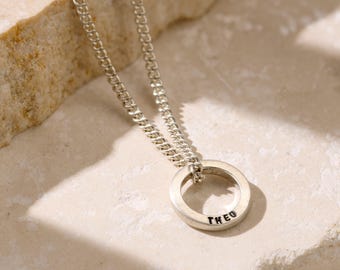 Personalised Men's Mini Quote Circle Necklace