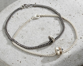 Mens Personalised Mini Spinning Disc Bracelet