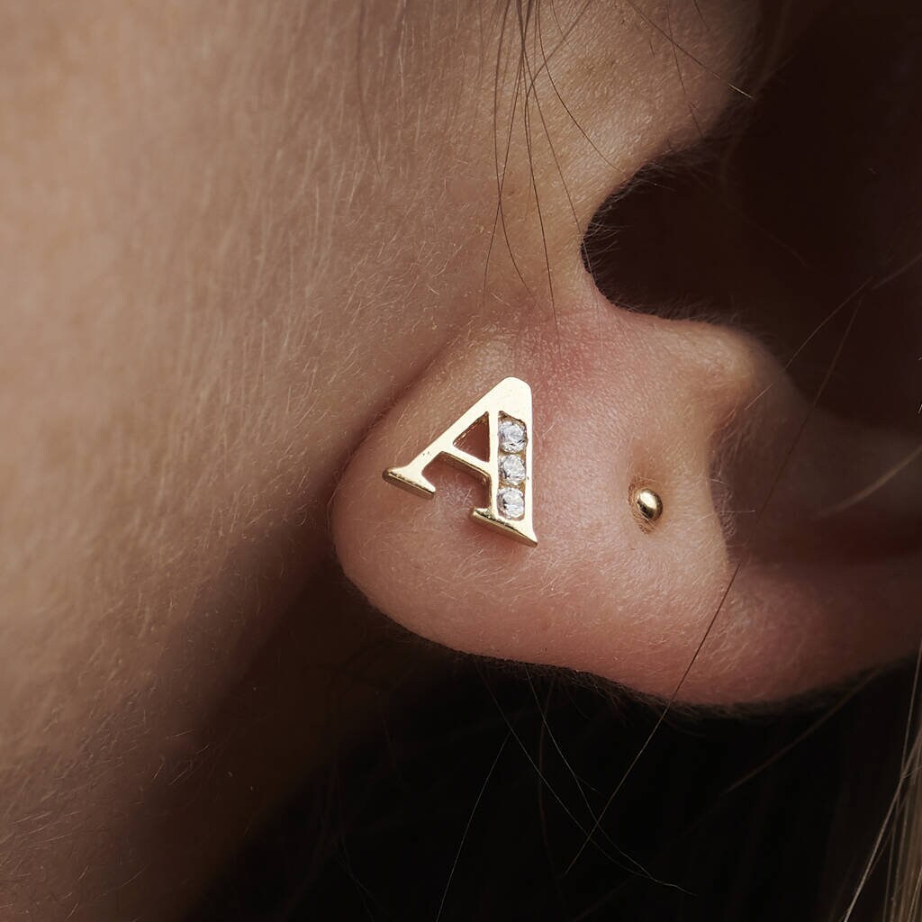 9ct Gold Initial Earrings Etsy