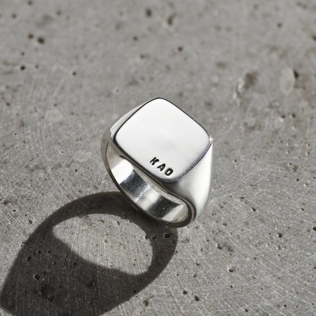 Chunky Sterling Silver Initial Signet Ring: Personalized Gift for Men ...