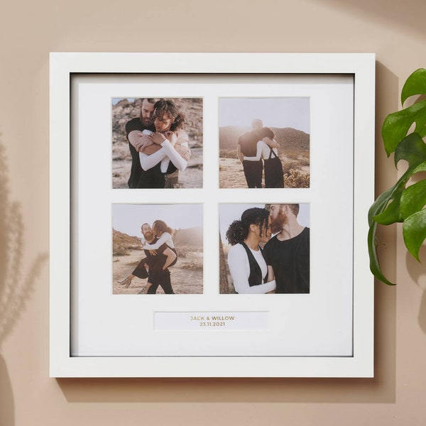Personalised Gold Foil Four Windows Photo Frame | Wedding gift | Engagement gift | handmade