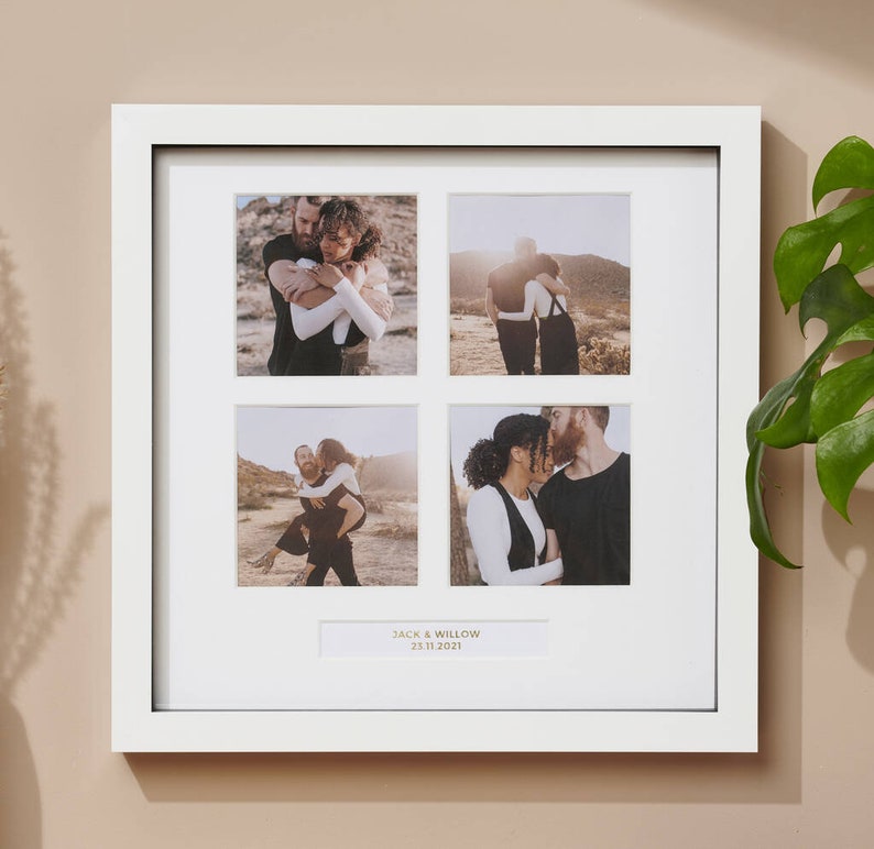 Personalisierte Goldfolie Vier Fenster Fotorahmen Hochzeitsgeschenk Verlobungsgeschenk handgefertigt Bild 1