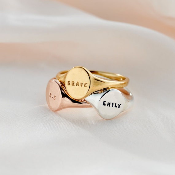 Personalised Name Signet Ring Birthday Gift Handmade Gift for Women