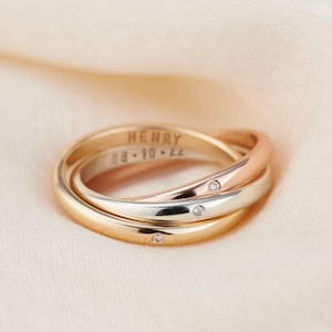 Mixed 9ct Gold Personalised Diamond Russian Wedding Ring | gold ring | Russian wedding ring | personalised wedding ring | diamond ring