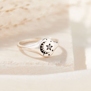 Celestial Birthstone Signet Ring | birthday gift | handmade | gift for women | celestial | birthstone ring