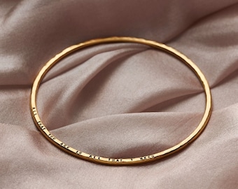 Personalised 9ct Gold Message Bangle | birthday gift | handmade | gift for women