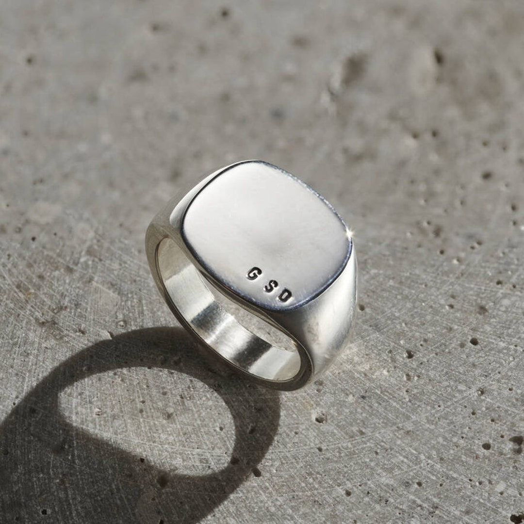 Mens Chunky Rounded Square Initial Signet Ring Modern Signet Ring Silver Signet Ring Handmade Ring - Etsy Mens Chunky Rounded Square Initial Signet Ring Modern Signet Ring Silver Signet Ring Handmade Ring - Etsy