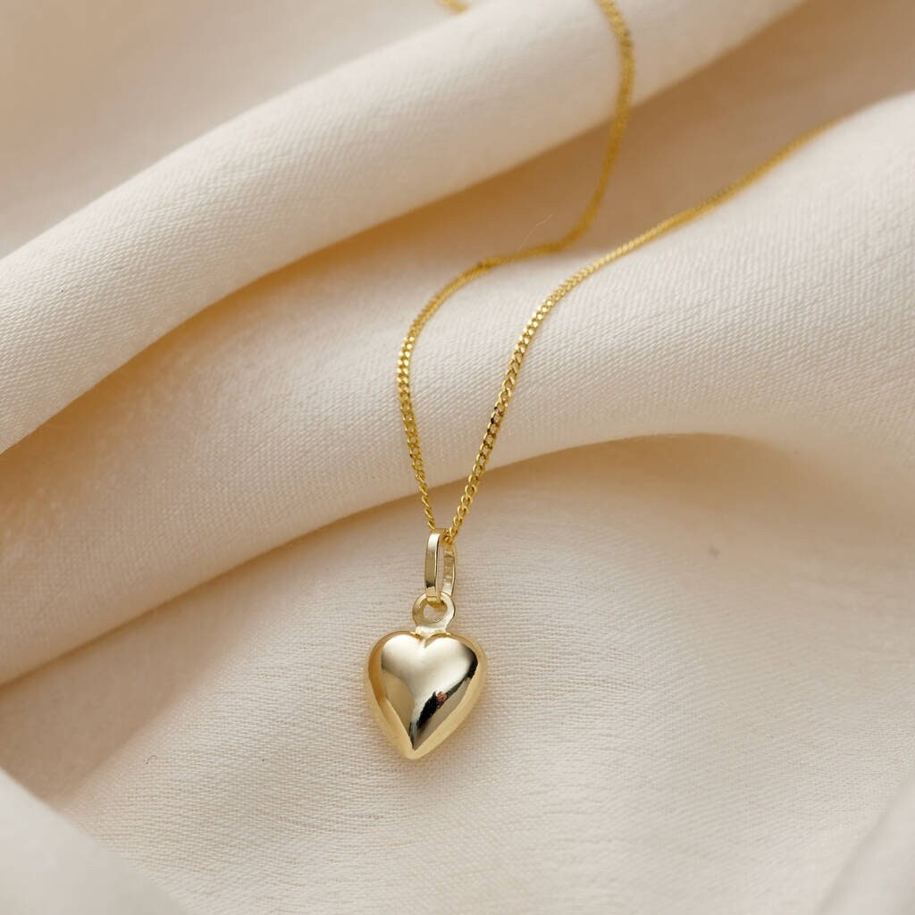 9ct Gold Heart Charm Necklace Etsy Denmark