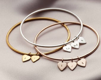 Personalised Mini Heart Charm Bangle   | perfect birthday gift | handmade | gift for women