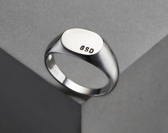 Men's Personalised Signet Ring | birthday gift | handmade | gift for men | Modern Signet Ring | Sterling Silver Ring