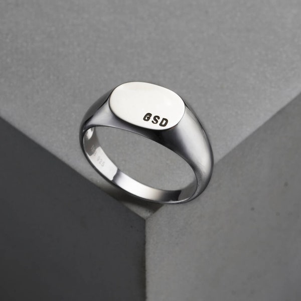 Men's Personalised Signet Ring | birthday gift | handmade | gift for men | Modern Signet Ring | Sterling Silver Ring