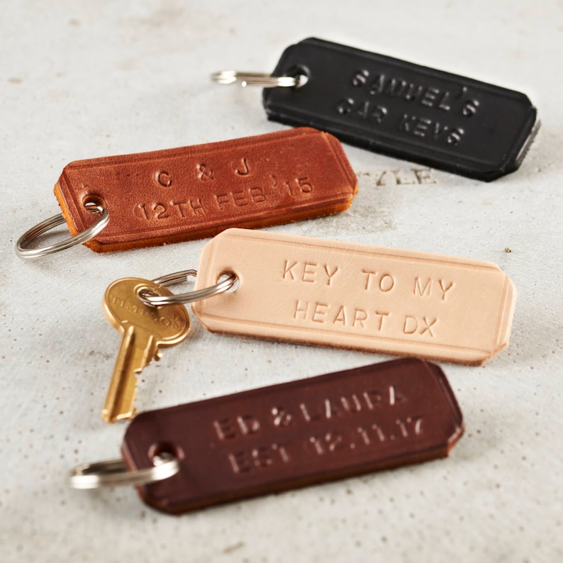 Personalised Handstamped Leather Keyring