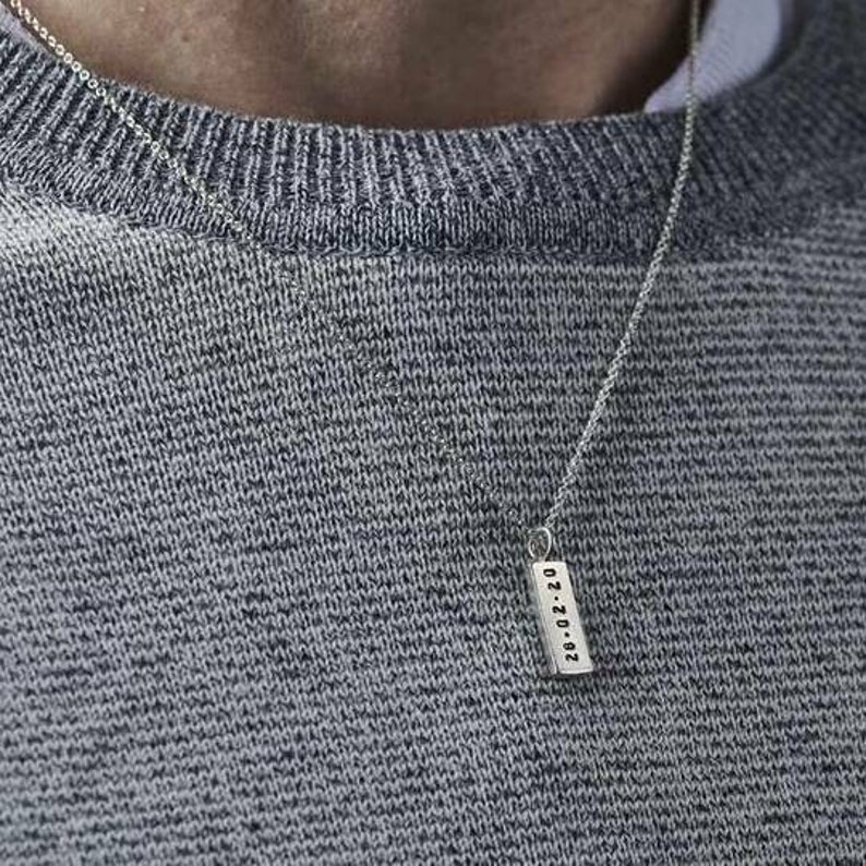 Men's Kintsugi Personalised Tag Necklace men's Silver Necklace Kintsugi gold Crack handmade jewellery gift image 2