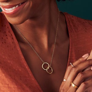 Personalised Medium Double Hoop Names Necklace | birthday gift | handmade | Sterling Silver Circle pendant | gift for women | Mother's day