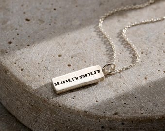 Large Personalised Coordinates Tag Necklace