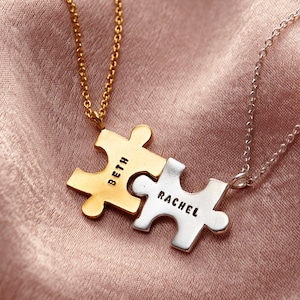 Personalized Sterling Silver Friendship Jigsaw Necklace Set