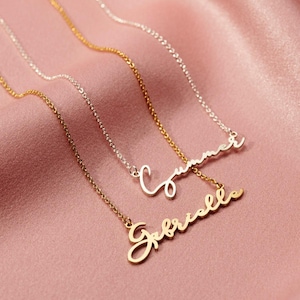 Script Name Necklace | Handwriting text Necklace | Personalised Name | Birthday gift | Sterling Silver Name