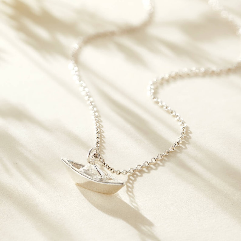 Origami Boat Charm Necklace Anniversary gift handmade gift for women image 4