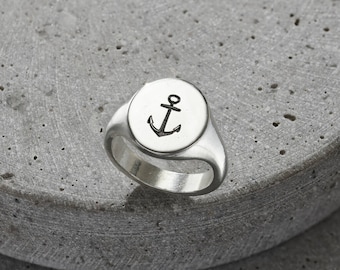 Anchor Signet Ring | birthday gift | handmade | Nautical gift for men