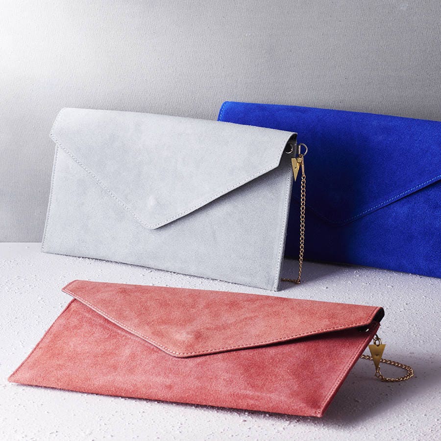 Cream suede clutch bag online