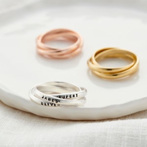 Personalised Russian Script Ring Interlinking Rings Handmade silver ring Birthday gift image 1