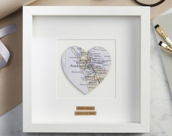 Personalised Single Heart Map Picture|   | birthday gift | handmade | gift for women