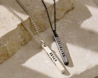 Personalised Men's Silver Bar Necklace | birthday gift | handmade | gift for men