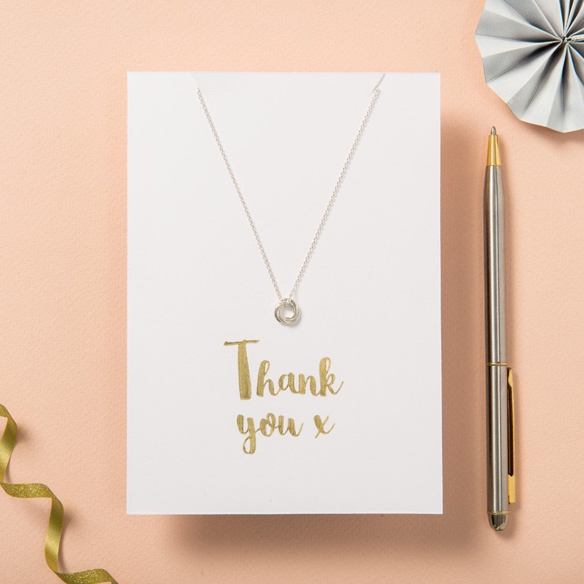 Thank You Card And Necklace Set Etsy