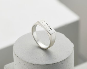 Rectangle Personalised Morse Code Signet Ring | birthday gift | handmade | gift for men | signet ring