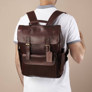Personalised Leather Laptop Backpack|   | birthday gift | handmade | gift for men