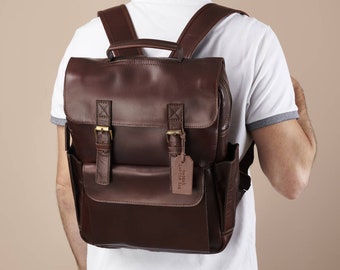 Personalised Leather Laptop Backpack|   | birthday gift | handmade | gift for men