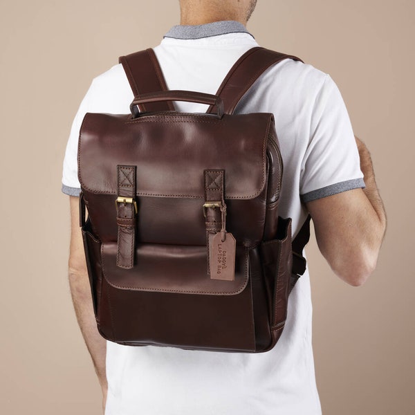 Leather Backpack Men Etsy