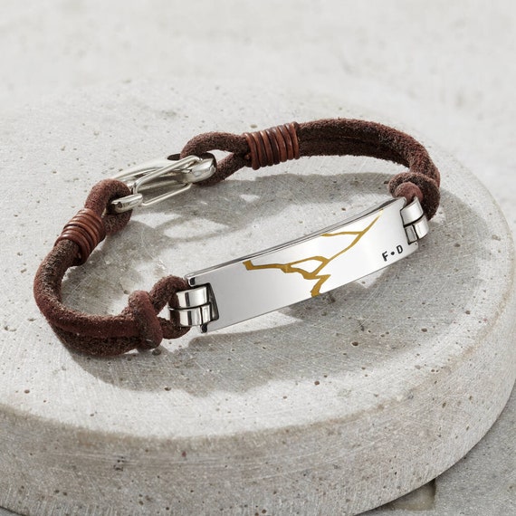Men s Leather Cord Personalised Kintsugi Bracelet Birthday Gift Handmade Gift for Men Etsy Canada