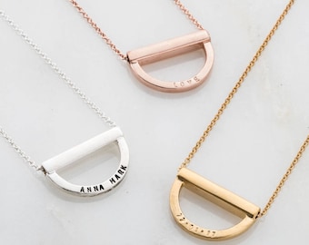 Personalised Curve Bar Stack Necklace   | birthday gift | handmade | gift for women