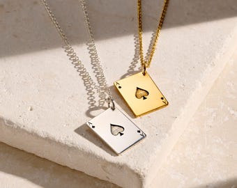 Ace Of Spades Playing Card Charm Necklace