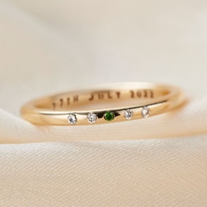 9ct Gold Emerald & Diamond Personalised Wedding Ring | handmade | gift for women | for her | wedding band | ruby wedding ring | ruby ring