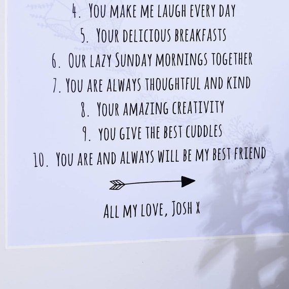 Personalized 'ten Things I Love About You' Print - Etsy