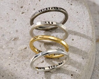 Personalised Men's Stacker Ring: Handmade Silver Band