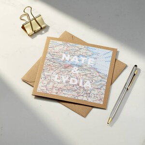 Personalised Special Location Vintage Map Card Wedding card Birthday Card handmade image 3