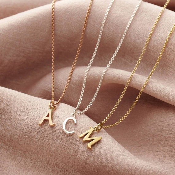 Italic Initial Necklace Block Initial Necklace Etsy Australia