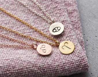 Small Zodiac Disc Necklace | Birthday gift for her