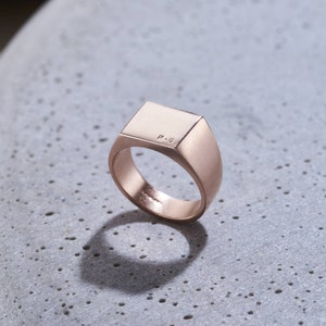 Personalised Unisex Silver Signet Ring birthday gift handmade Modern signet ring image 5