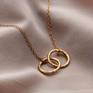 Personalized Sterling Silver Double Hoop Necklace: Textured Name Necklace