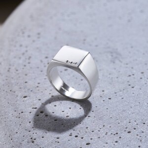 Personalised Unisex Silver Signet Ring birthday gift handmade Modern signet ring image 3