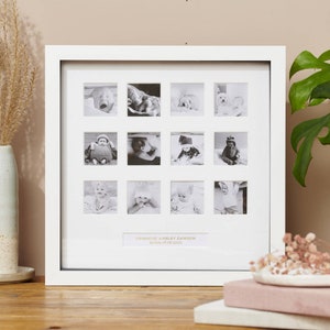 Personalized First Year Gold Foil Photo Frame: Baby 1st Birthday Gift