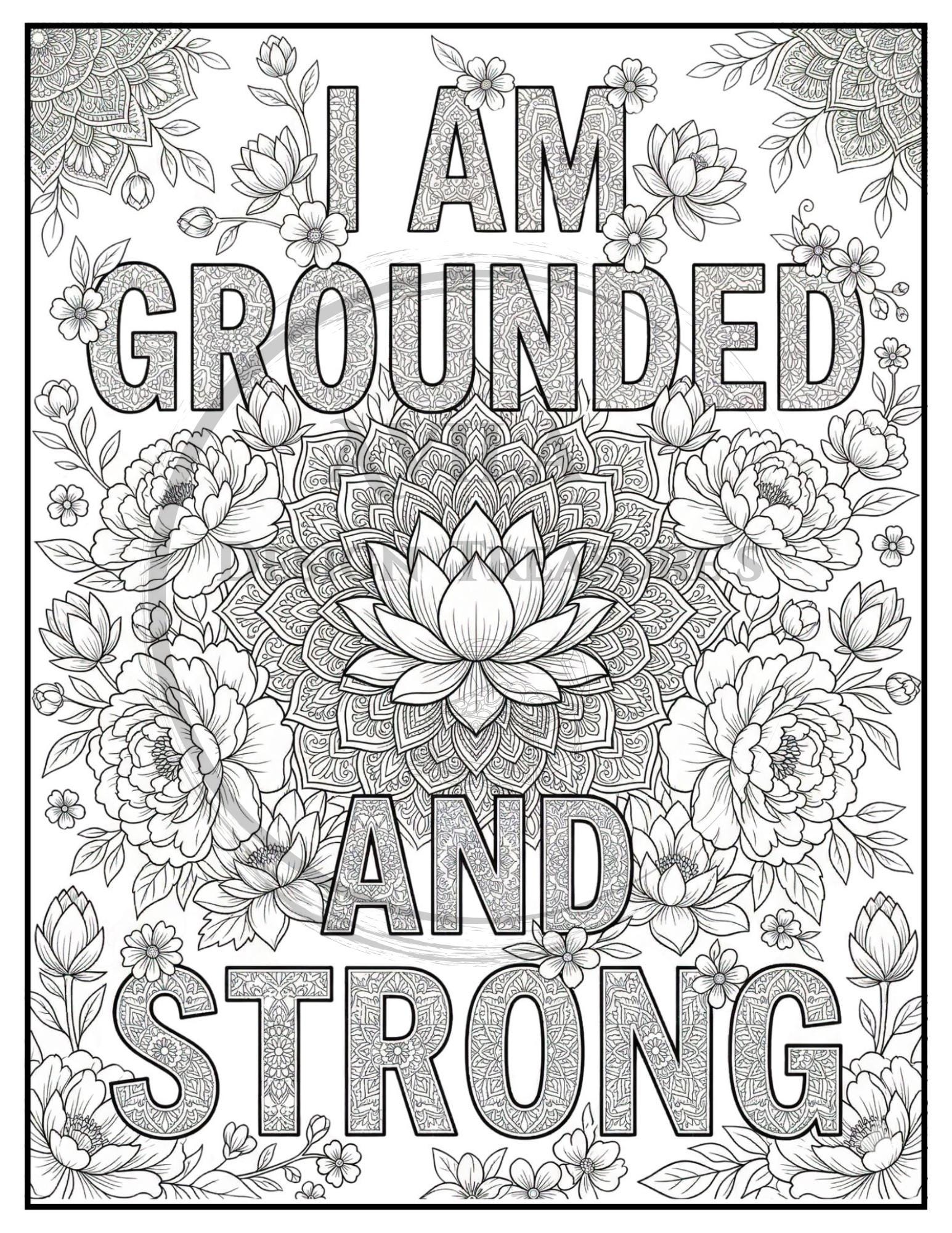 Floral Affirmations Coloring Book – Positive Quotes, Stress Relief ...