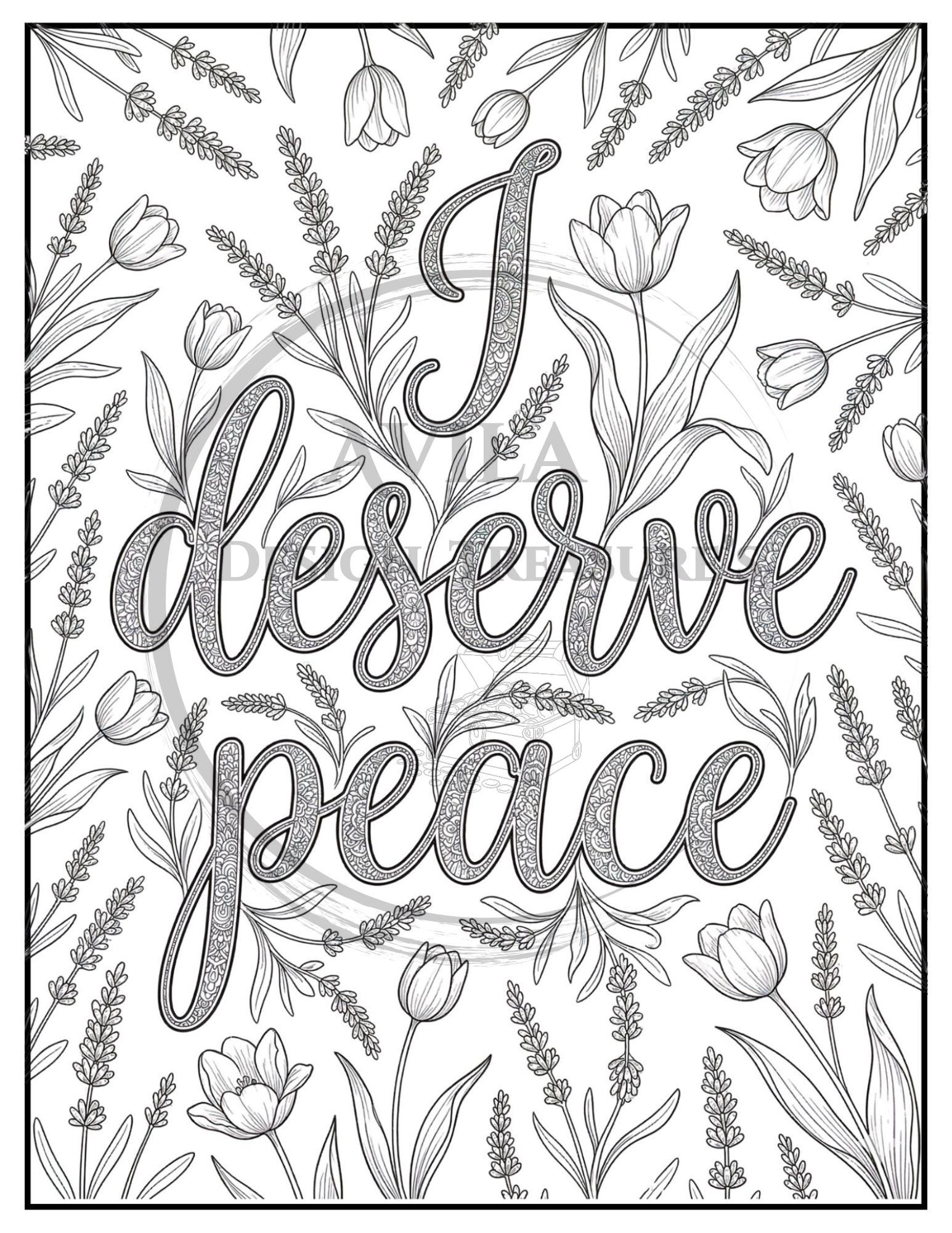 Floral Affirmations Coloring Book – Positive Quotes, Stress Relief ...