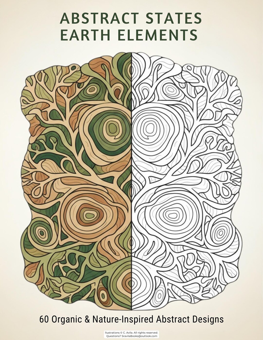Abstract States Earth Elements Coloring Book • Modern Geometric Nature ...